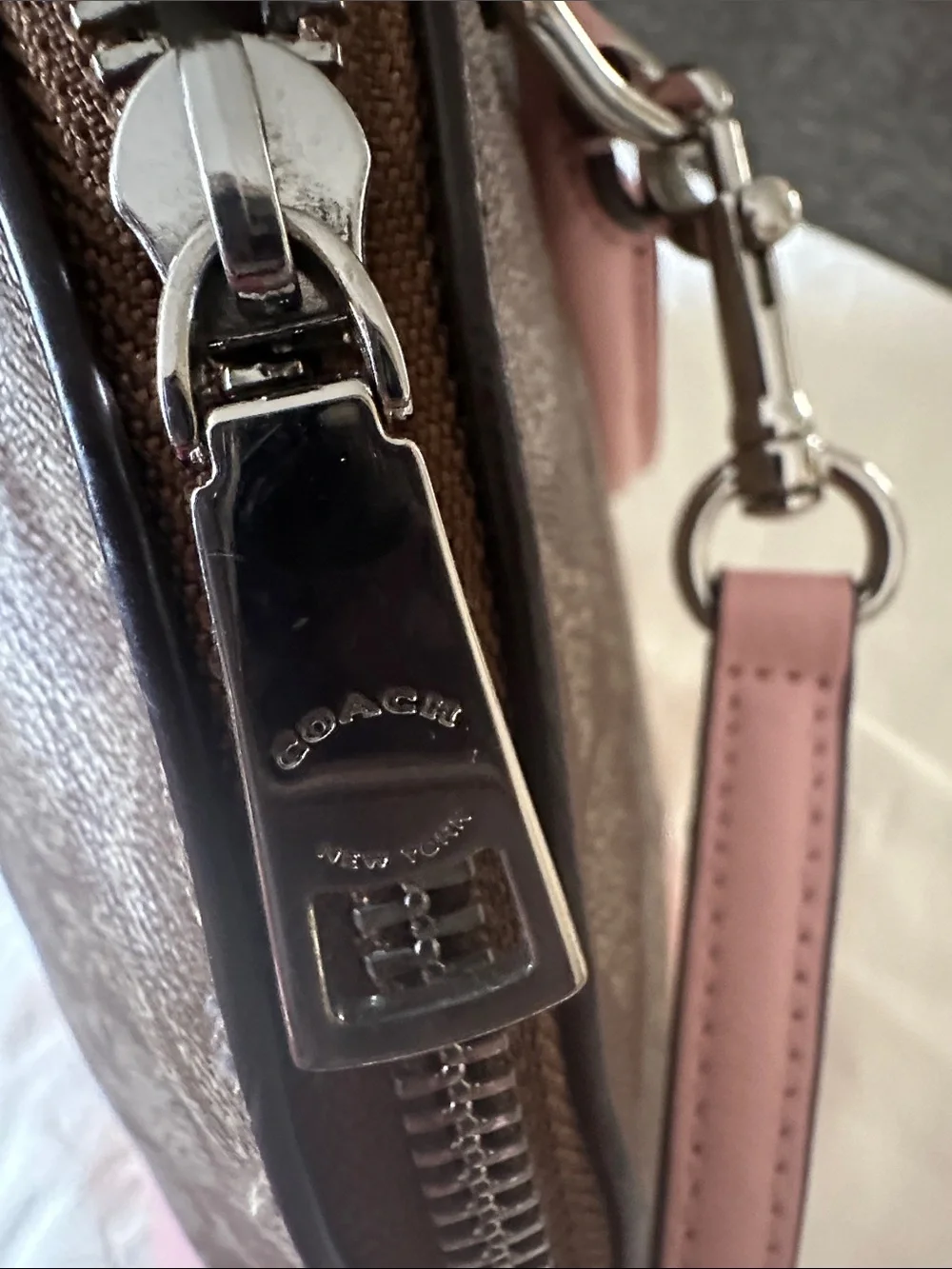 Coach Sierra Pink Trim Brown Signature Dome Satchel F27584 - Picture 11 of 13